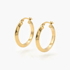9ct Yellow Gold Knife Edge Hoop Earrings
