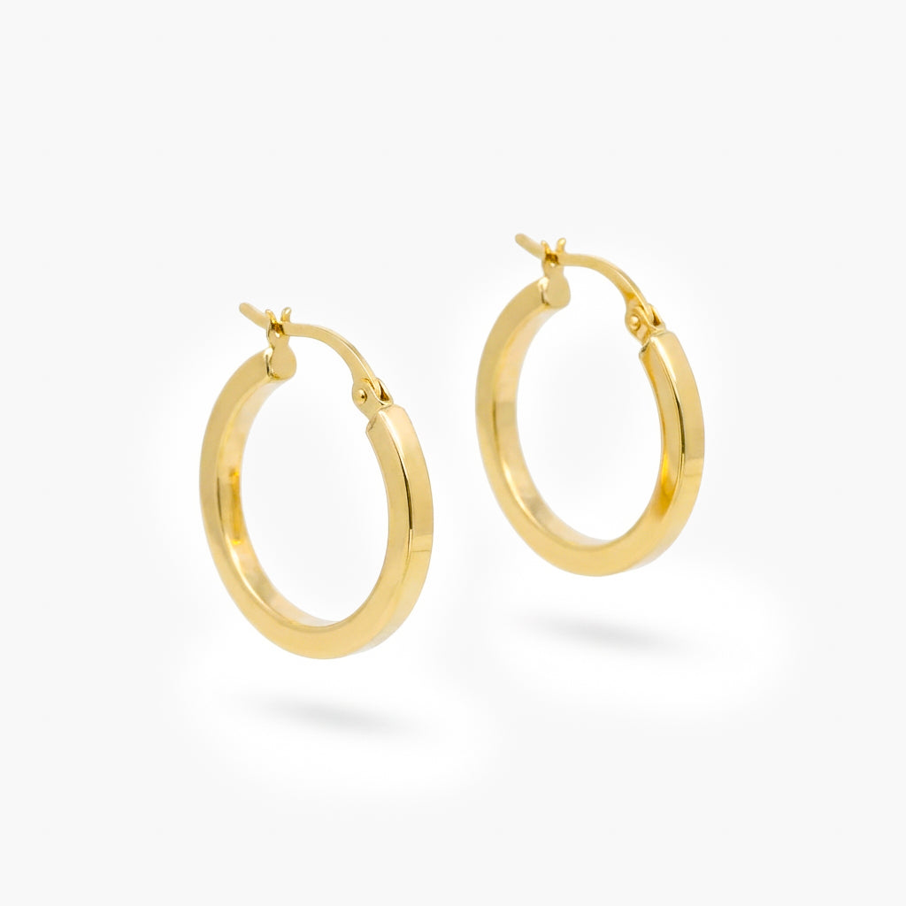 9ct Yellow Gold Square Tube Hoop Earrings