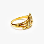 9ct Yellow Gold Diamond Leaf Ring