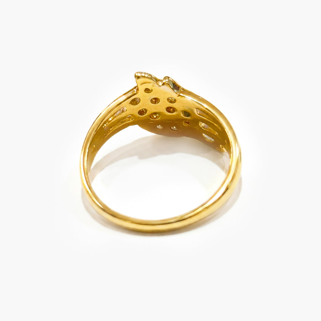 9ct Yellow Gold Diamond Leaf Ring