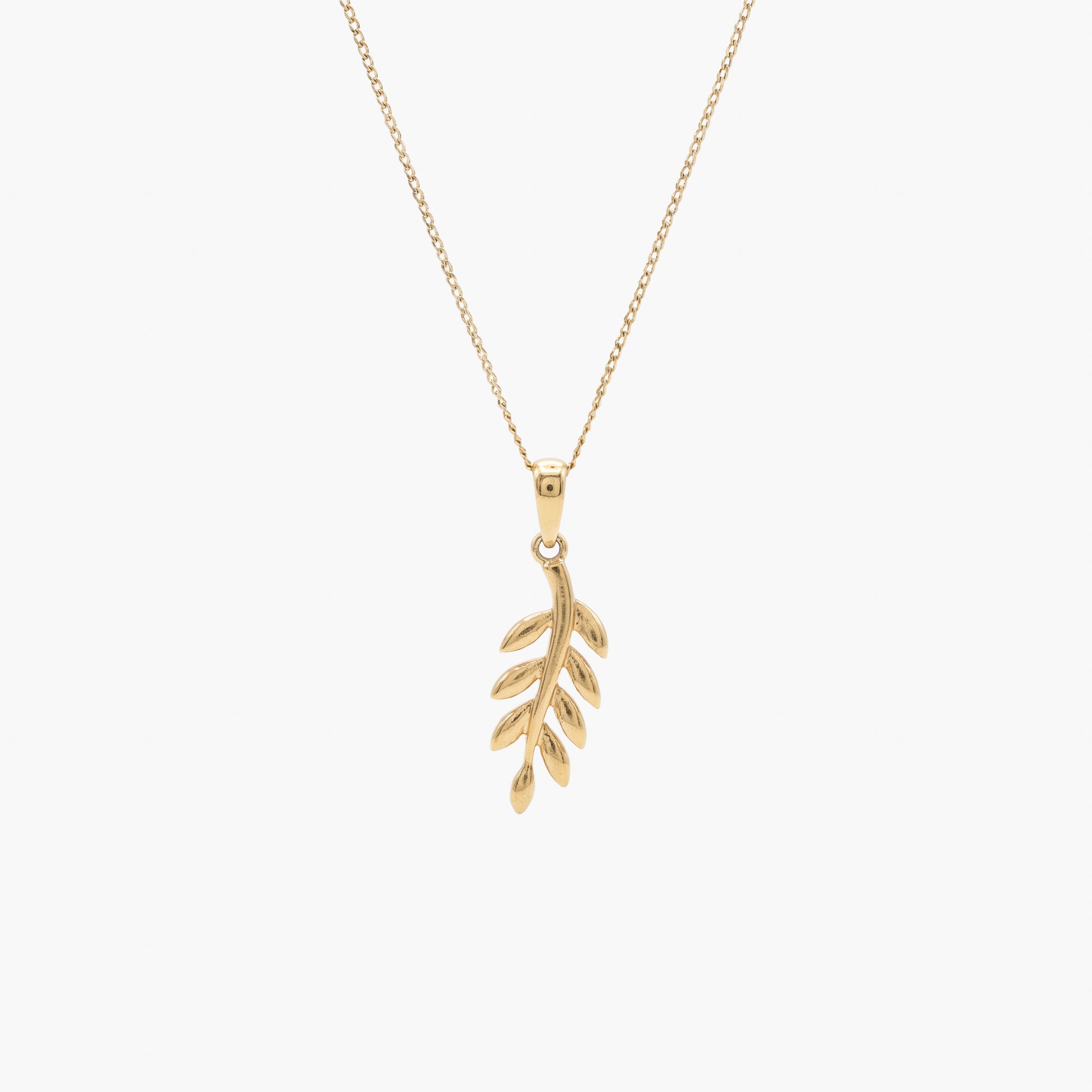 9ct Yellow Gold Polished Leaf Pendant Necklace