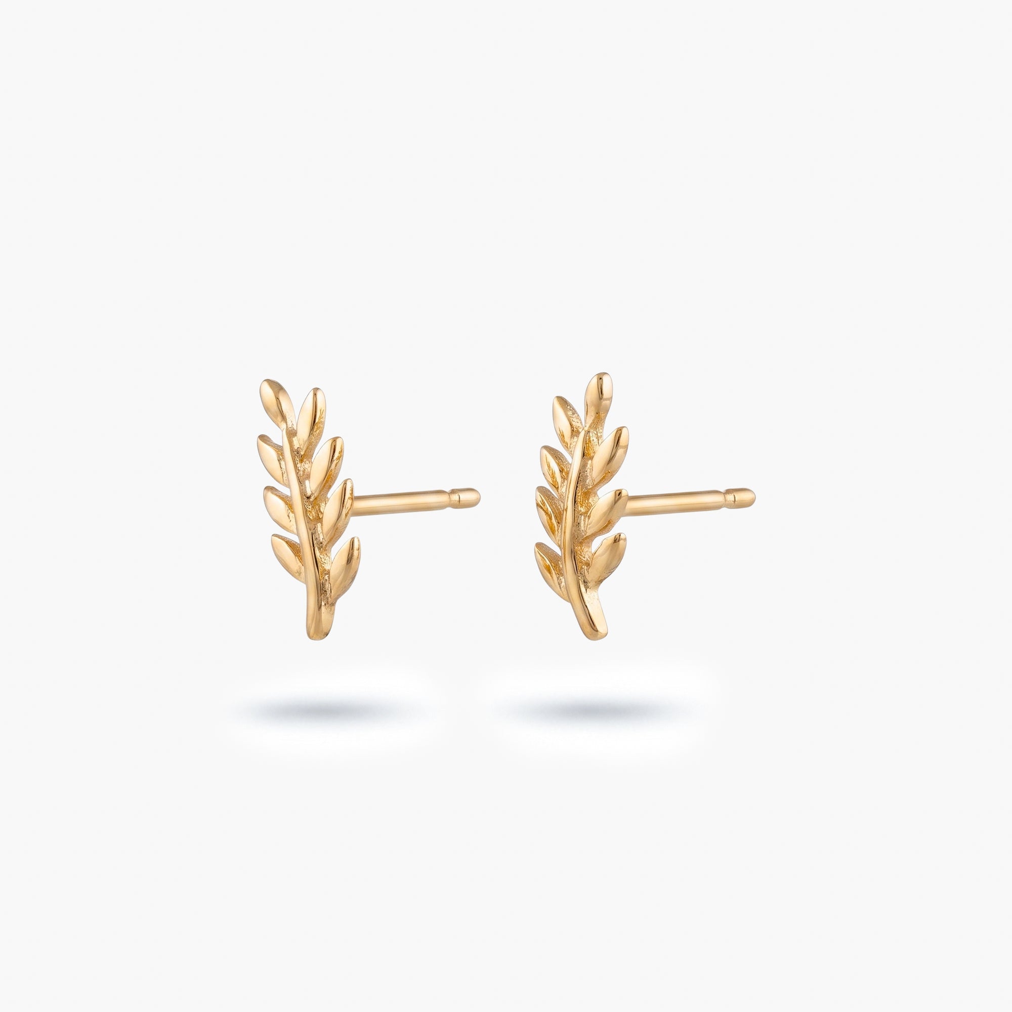 9ct Yellow Gold Polished Leaf Stud Earrings