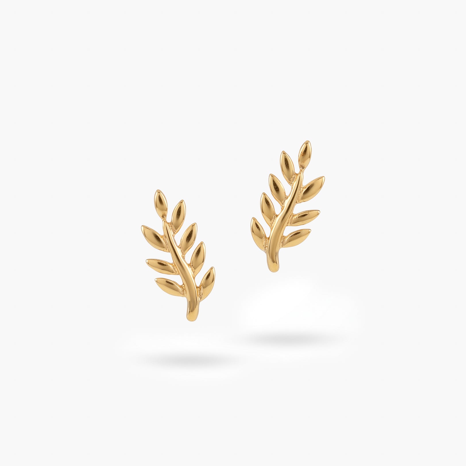 9ct Yellow Gold Polished Leaf Stud Earrings