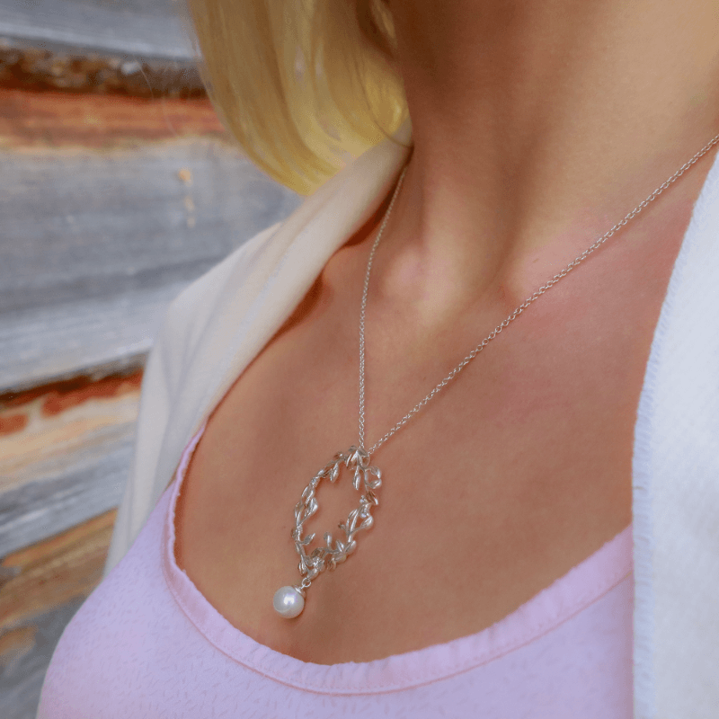 NEW Unique Co Sterling Silver and Rose Gold Wreath Pendant