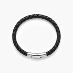 Men's Black Braided Leather Bracelet