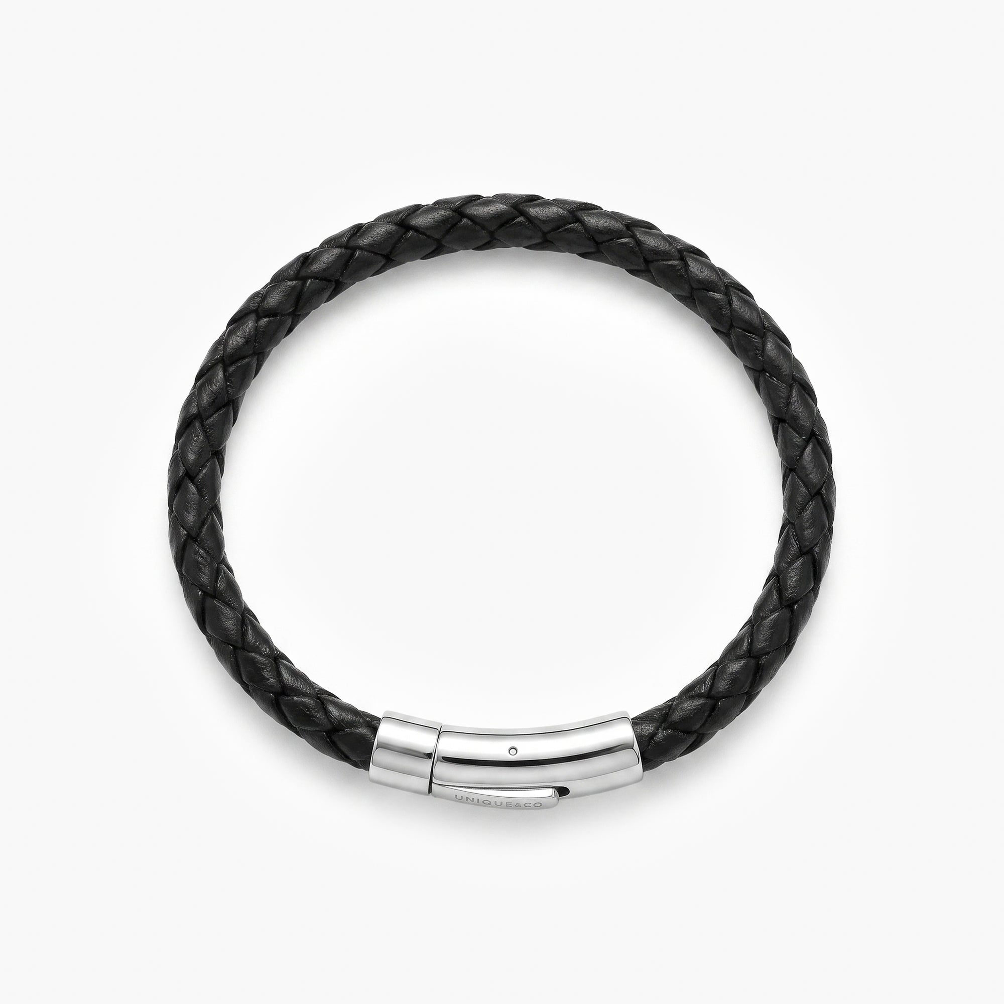 Men's Black Braided Leather Bracelet