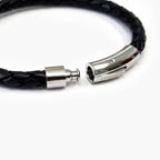 Men's Black Braided Leather Bracelet