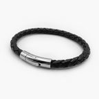 Men's Black Braided Leather Bracelet