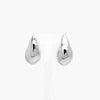 Large Silver Curved Teardrop Stud Earrings