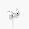 Large Silver Curved Teardrop Stud Earrings