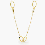 Double Oval & Beaded Necklace in 9ct Yellow Gold - Jordans Jewellers