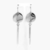 Silver Disc & Bars Dangle Drop Earrings