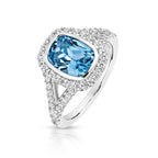 NEW Halo Split Shoulder Pale Blue Ring - Jordans Jewellers