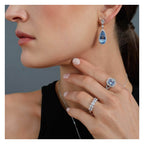 NEW Halo Split Shoulder Pale Blue Ring - Jordans Jewellers