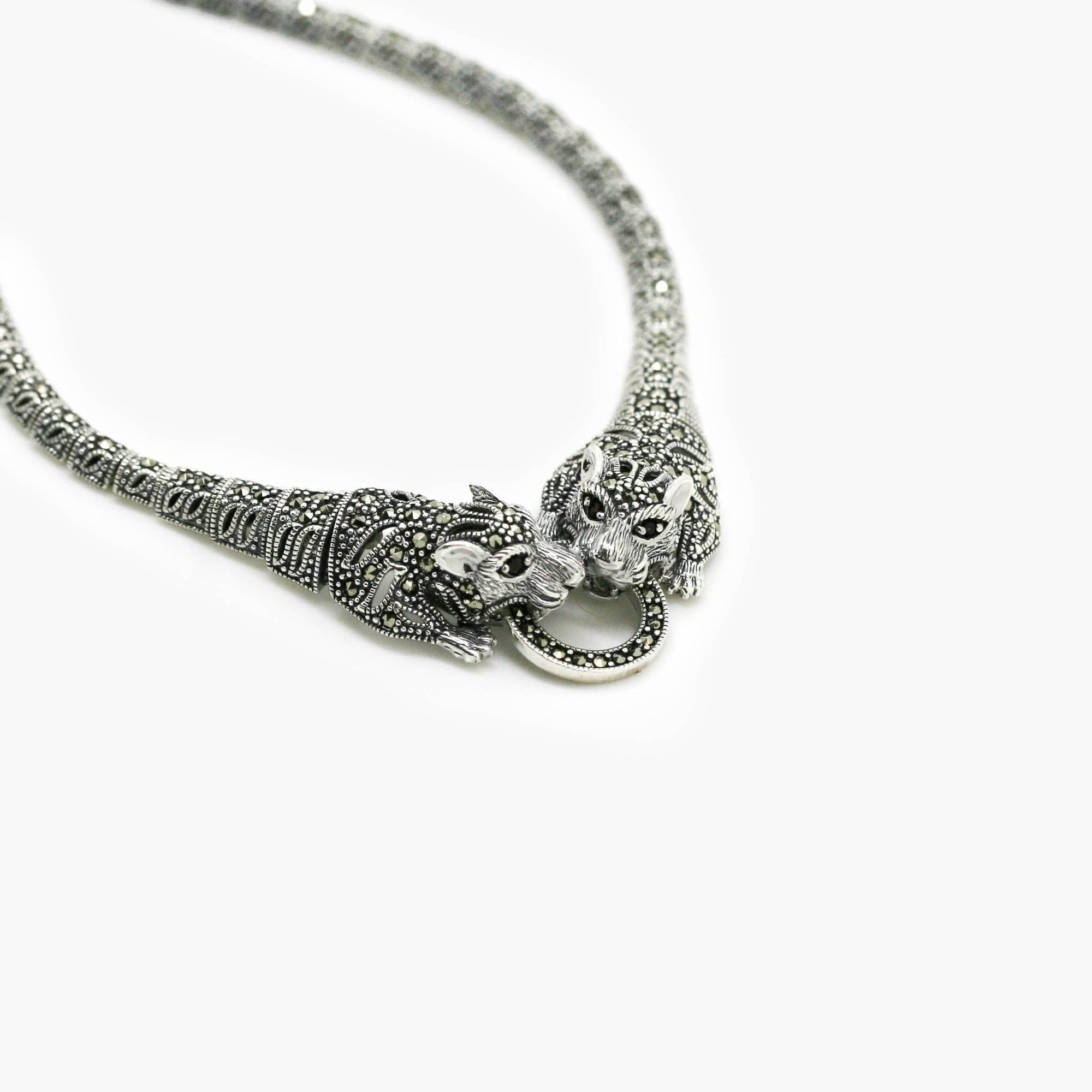 Silver Marcasite Tiger Necklace - Jordans Jewellers