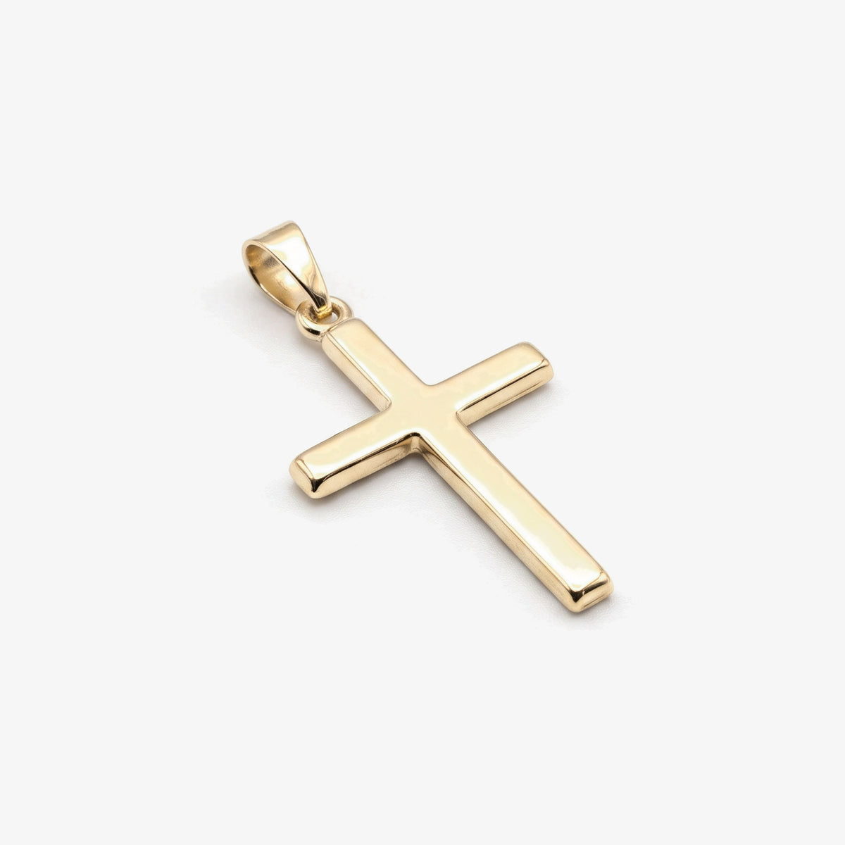 9ct Gold Medium Cross Pendant - side angle