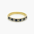 9ct Mixed Gold Sapphire & Diamond Claw Set Half Eternity Ring - Jordans Jewellers