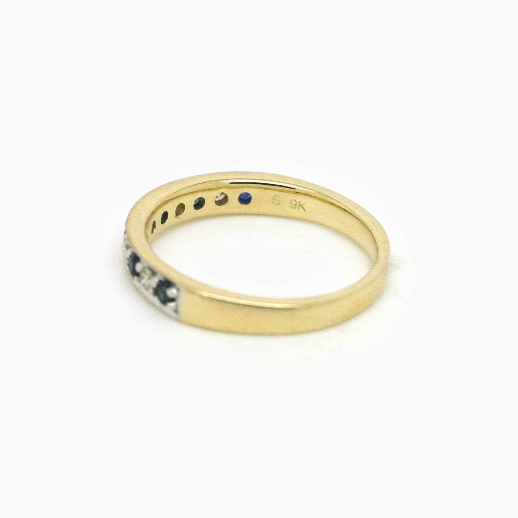 9ct Mixed Gold Sapphire & Diamond Claw Set Half Eternity Ring - Jordans Jewellers