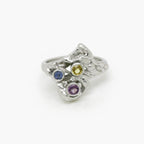 9ct White Gold Organic Handmade Multi Sapphire Ring - Jordans Jewellers