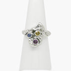 9ct White Gold Organic Handmade Multi Sapphire Ring - Jordans Jewellers