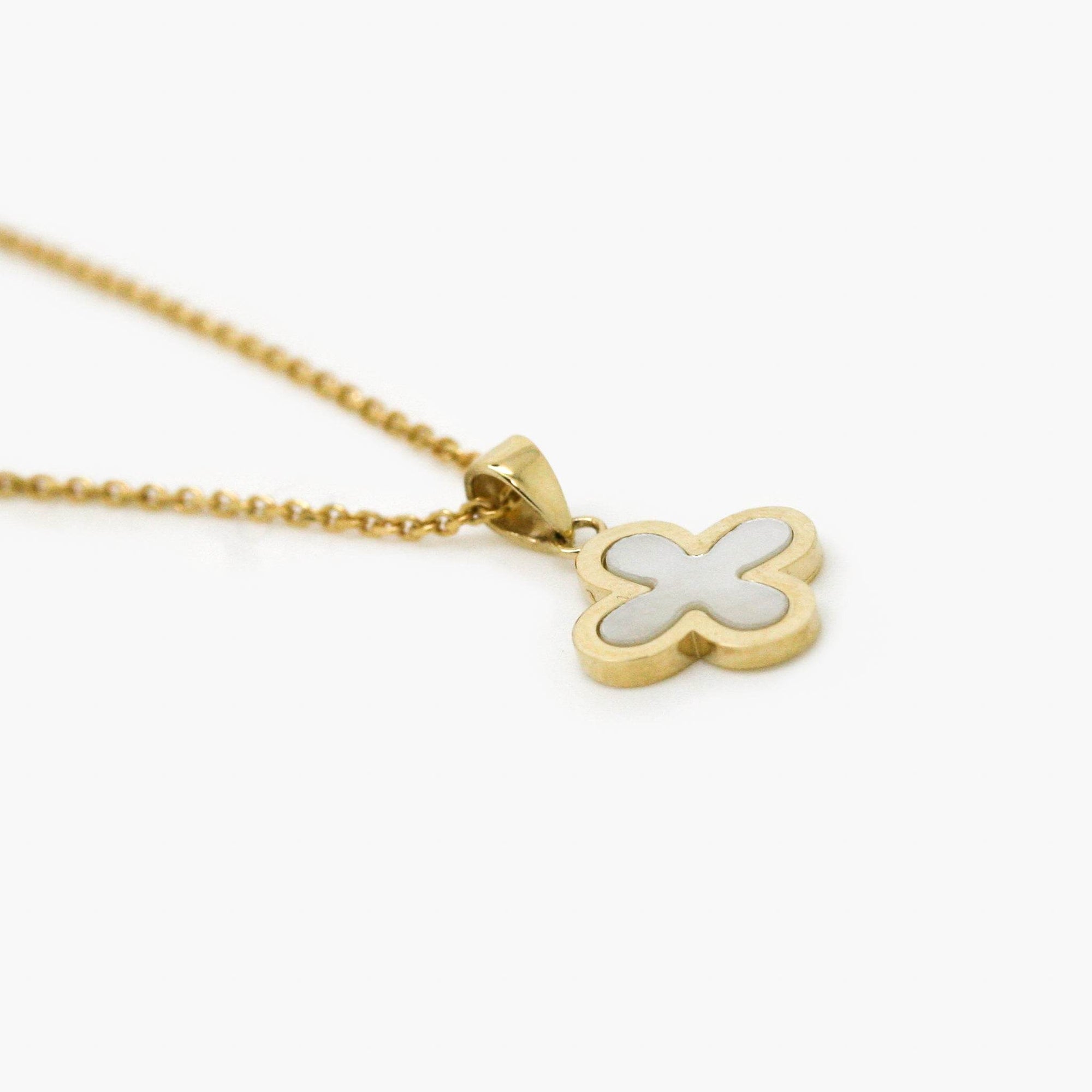 9ct Gold Mother of Pearl Clover Necklace - Jordans Jewellers