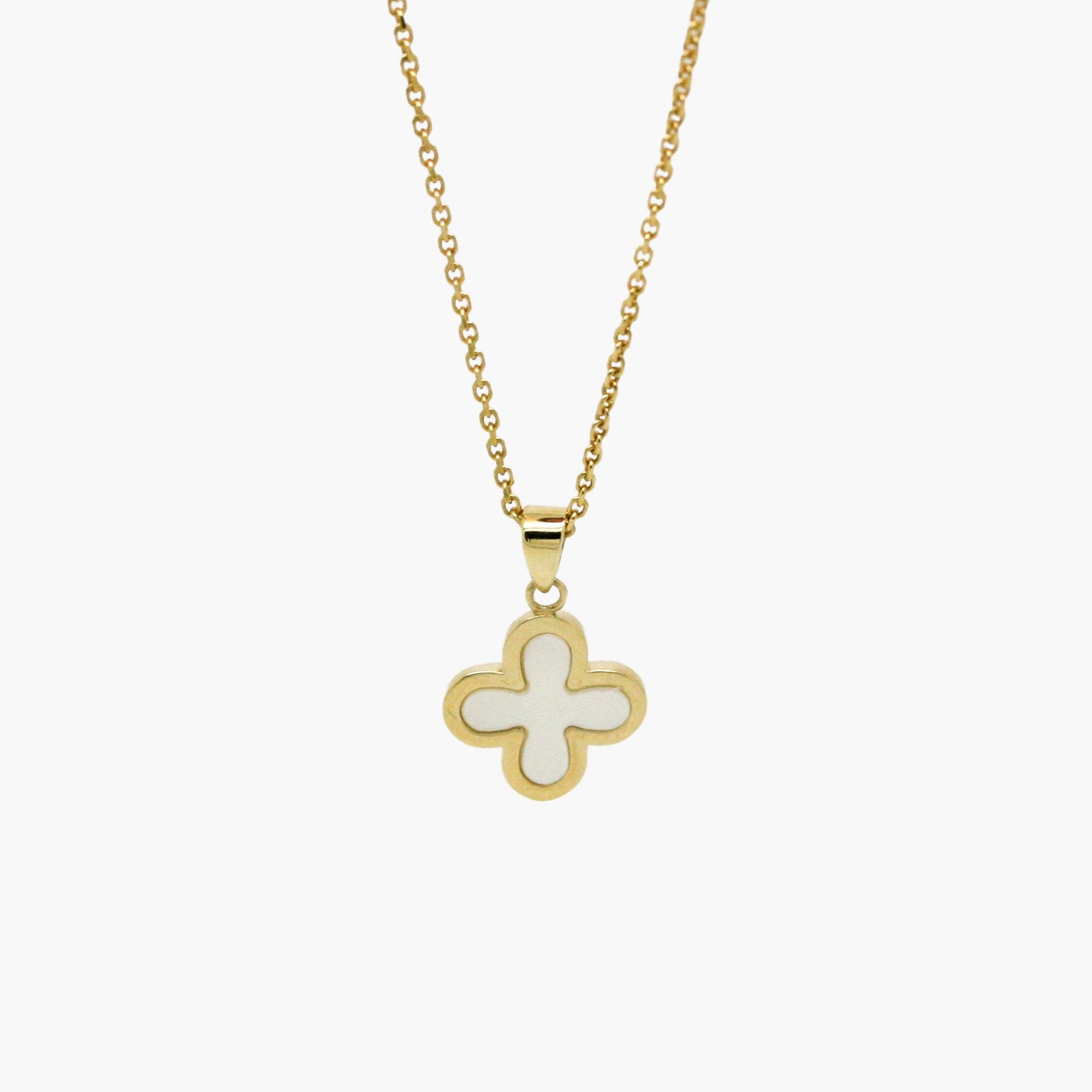 9ct Gold Mother of Pearl Clover Necklace - Jordans Jewellers