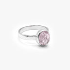 Silver Morganite Cabochon Ring