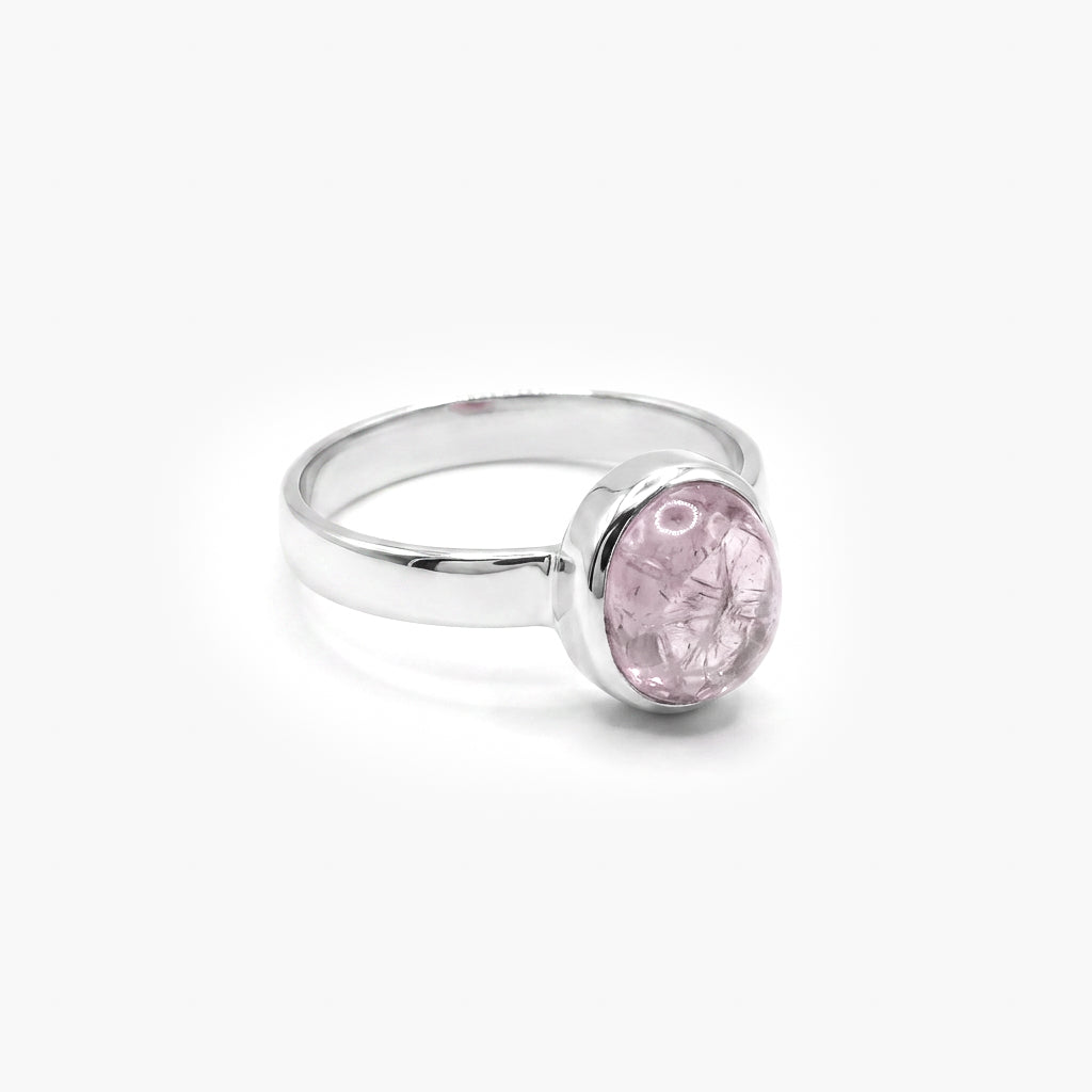 Silver Morganite Cabochon Ring