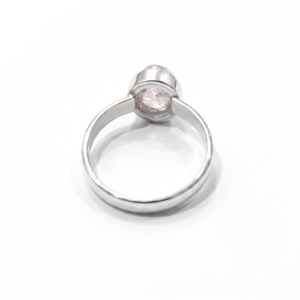 Silver Morganite Cabochon Ring