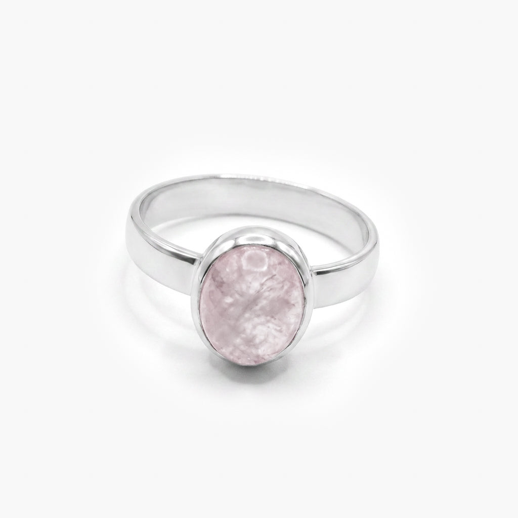 Silver Morganite Cabochon Ring