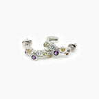 Silver Multi-Gemstone Hoop Earrings