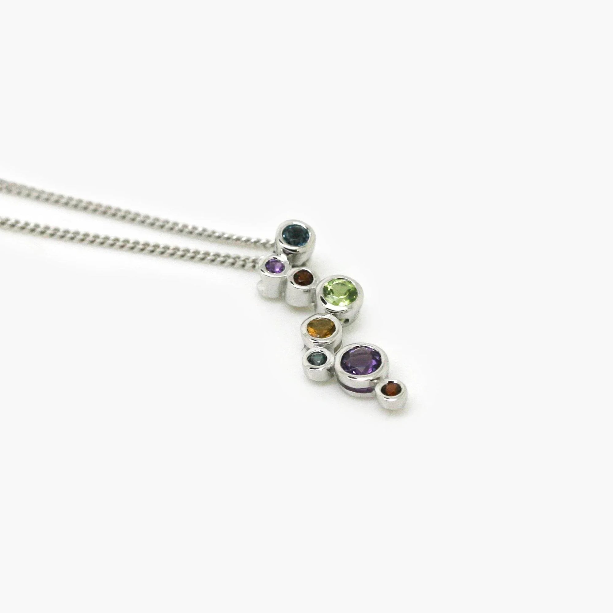 Silver Multi-Stone Bubble Pendant Necklace - Jordans Jewellers