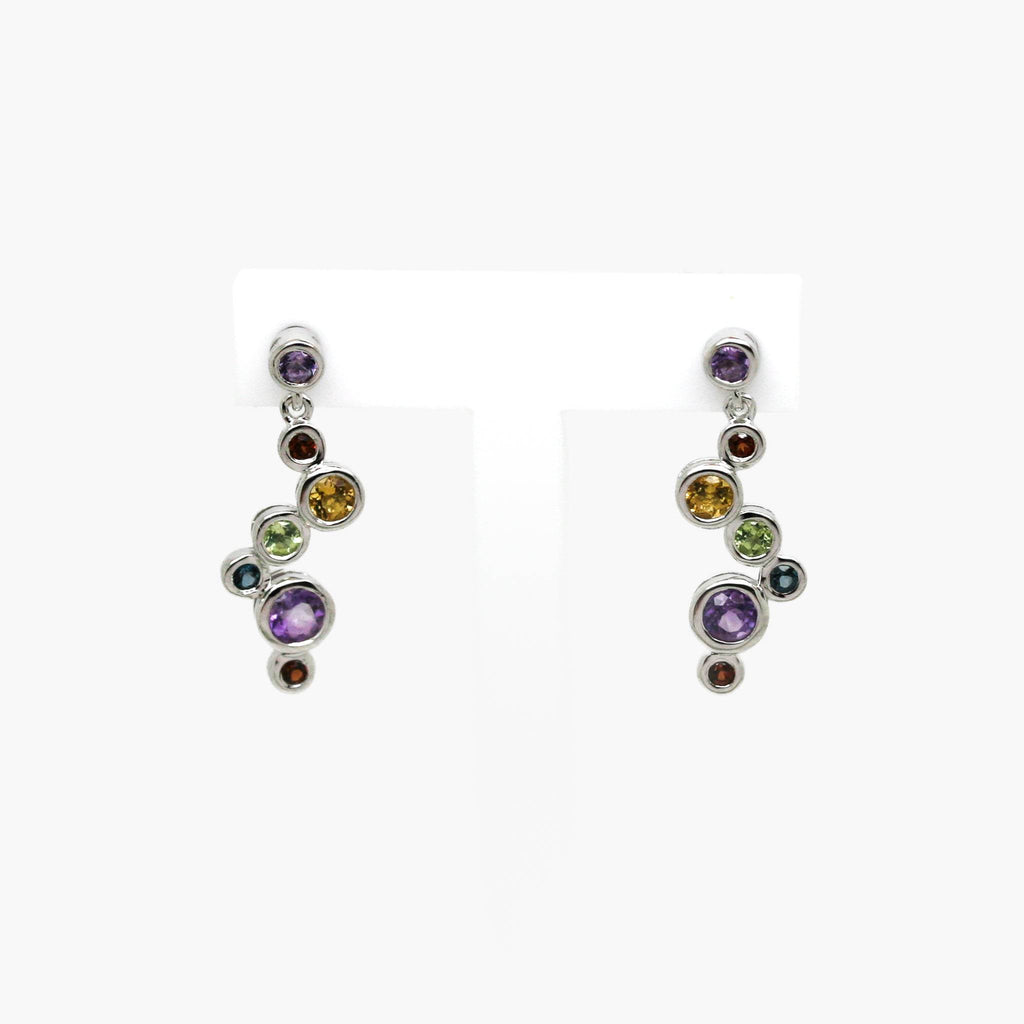 Silver Multi-Stone Bubble Drop Earrings - Jordans Jewellers