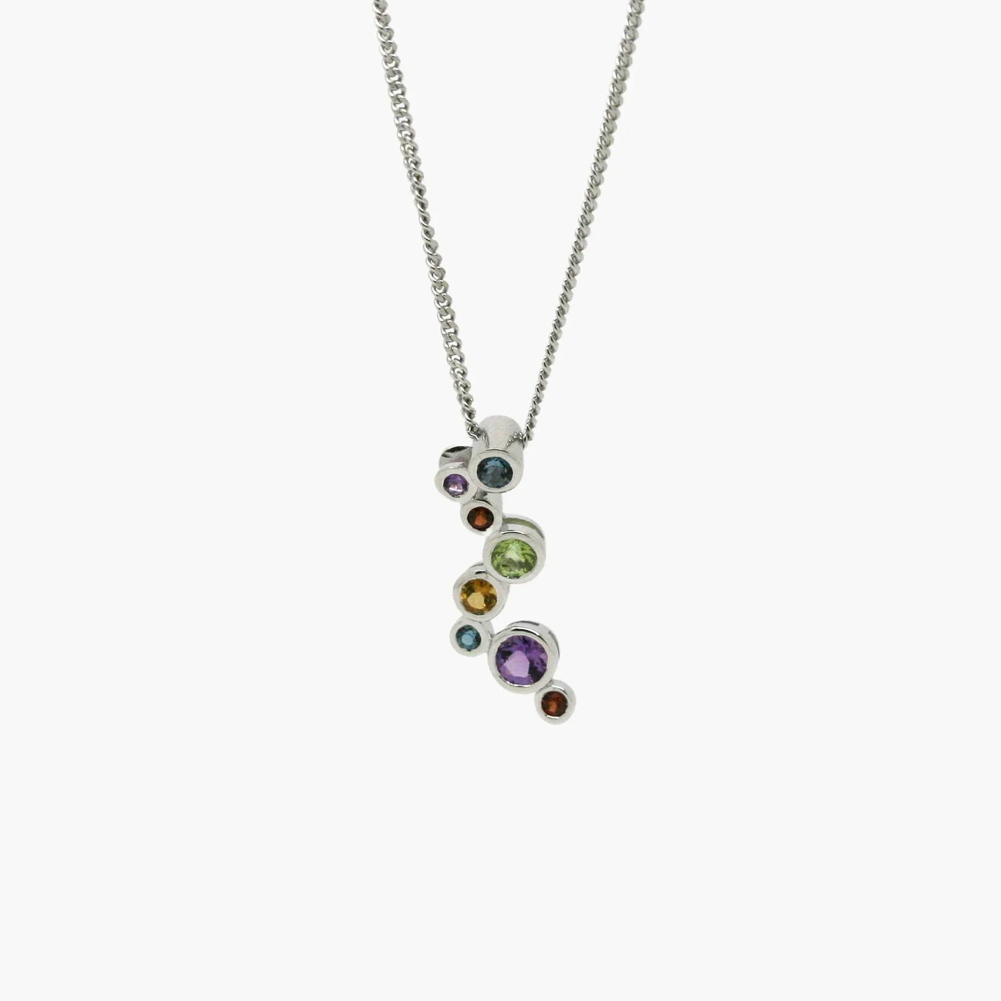 Silver Multi-Stone Bubble Pendant Necklace - Jordans Jewellers