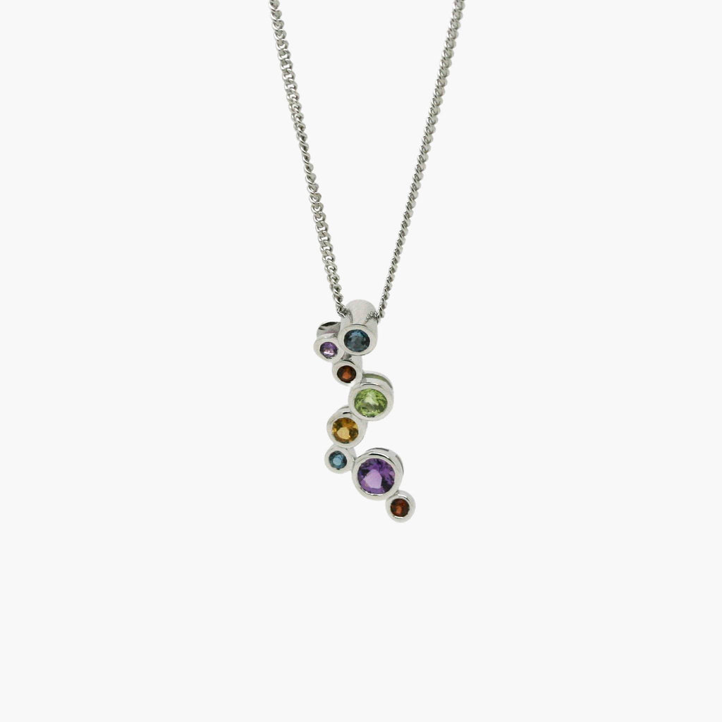 Silver Multi-Stone Bubble Pendant Necklace - Jordans Jewellers