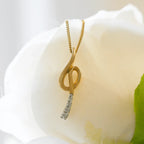 NEW 9ct Yellow Gold Diamond Music Note Pendant Necklace - Jordans Jewellers
