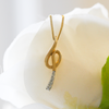 NEW 9ct Yellow Gold Diamond Music Note Pendant Necklace