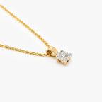 9ct Yellow Gold 0.20ct Diamond Illusion Set Solitaire Pendant Necklace