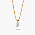9ct Yellow Gold 0.20ct Diamond Illusion Set Solitaire Pendant Necklace
