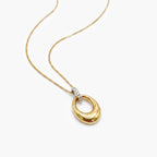 9ct Yellow Gold Diamond Oval Pendant Necklace