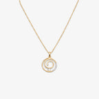 9ct Gold CZ Spiral Circle Pendant Necklace front view