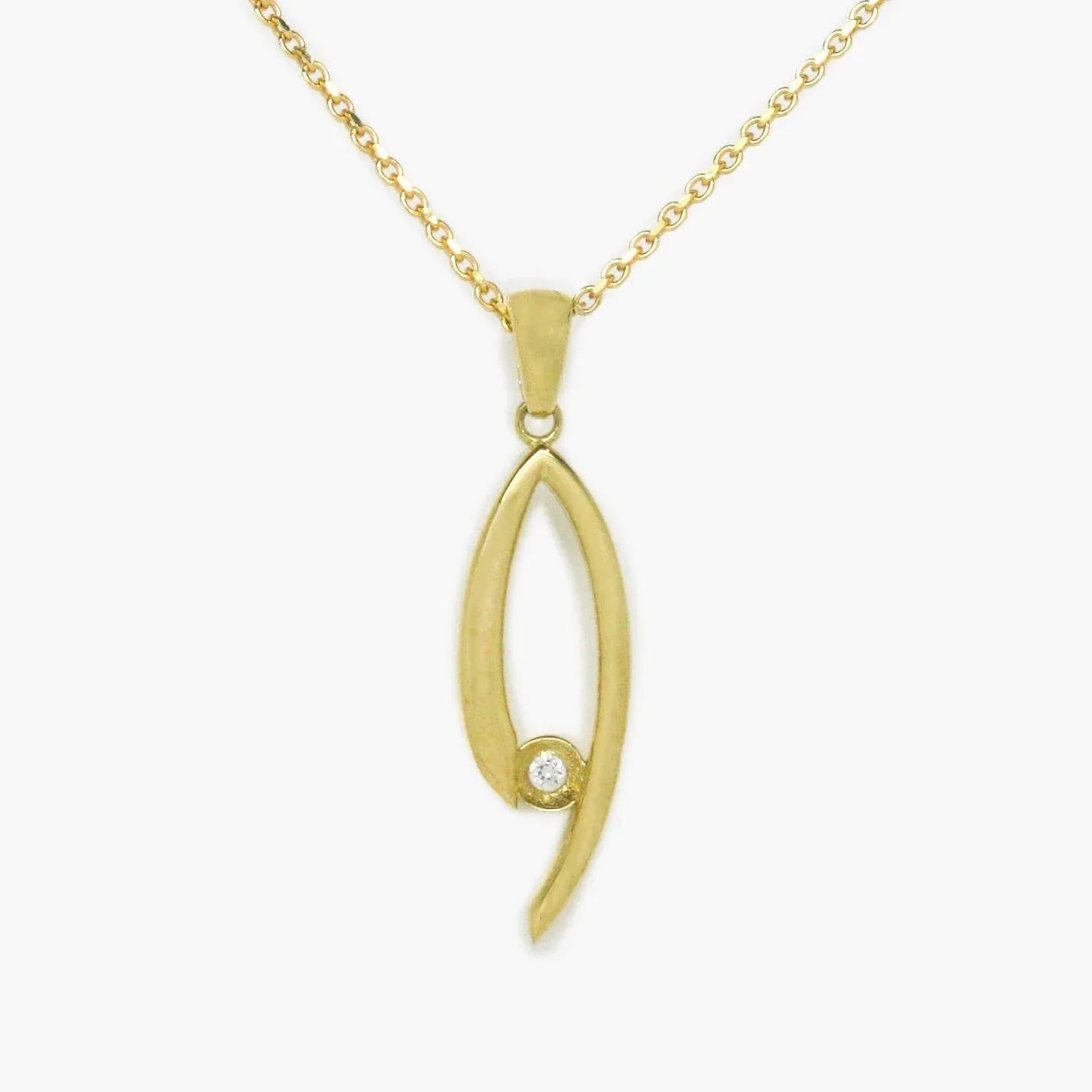 NEW 9 Carat Yellow Gold CZ Pendant Necklace - Jordans Jewellers