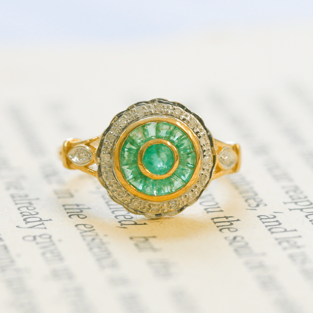 NEW 9 Carat Yellow Gold Emerald & Diamond Ring - Jordans Jewellers