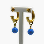 Rolled Gold and Blue Created Opal Earrings - Jordans Jewellers
