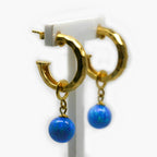 Rolled Gold and Blue Created Opal Earrings - Jordans Jewellers