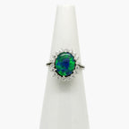 Pre Owned Opal Triplet & Diamond Cluster Ring 18ct - Jordans Jewellers