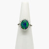 Pre Owned Opal Triplet & Diamond Cluster Ring 18ct