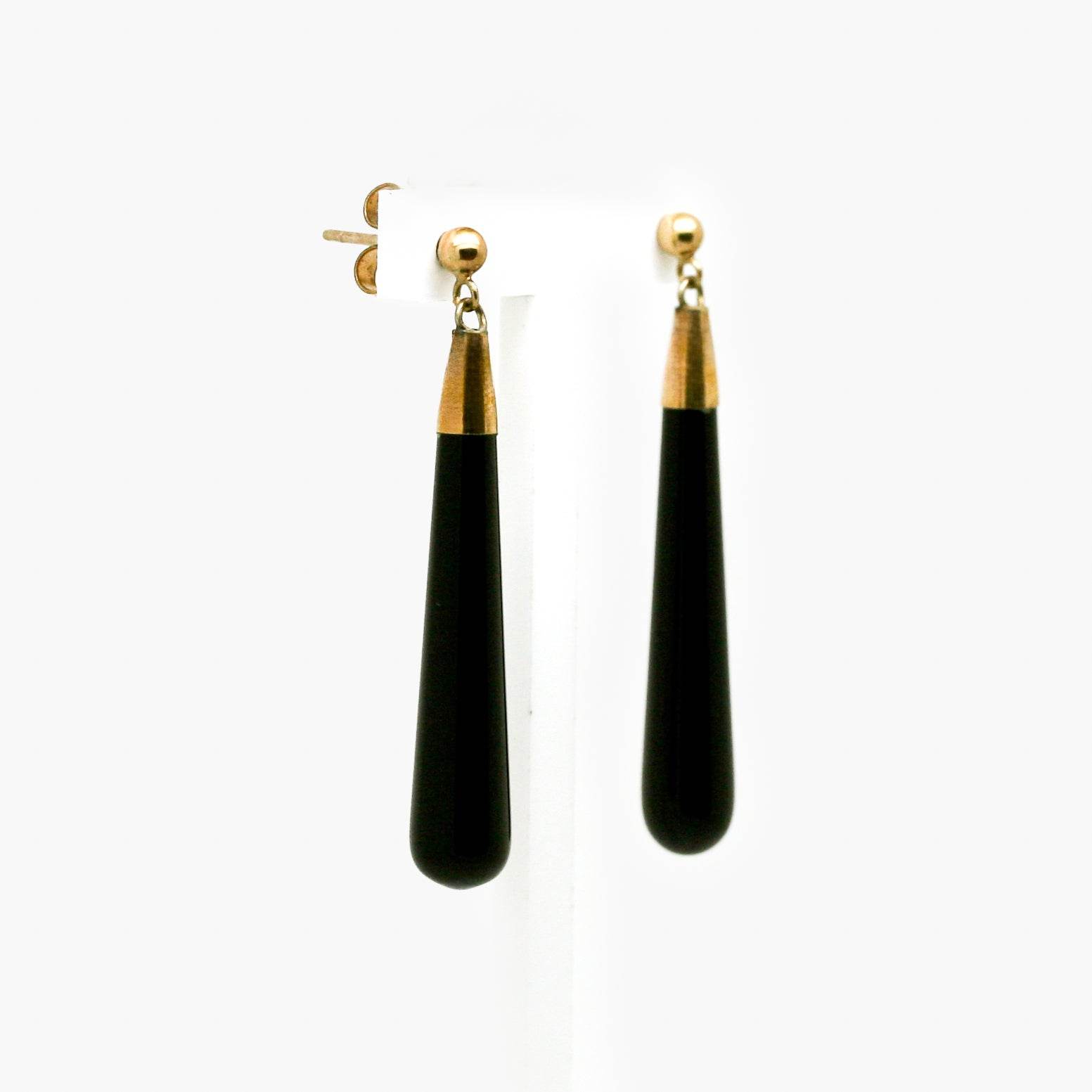 9ct Gold Onyx Drop Earrings