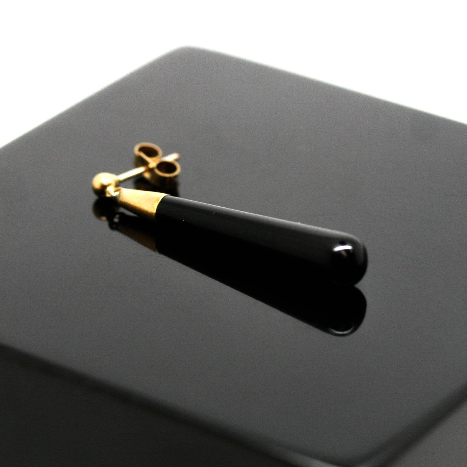 9ct Gold Onyx Drop Earrings