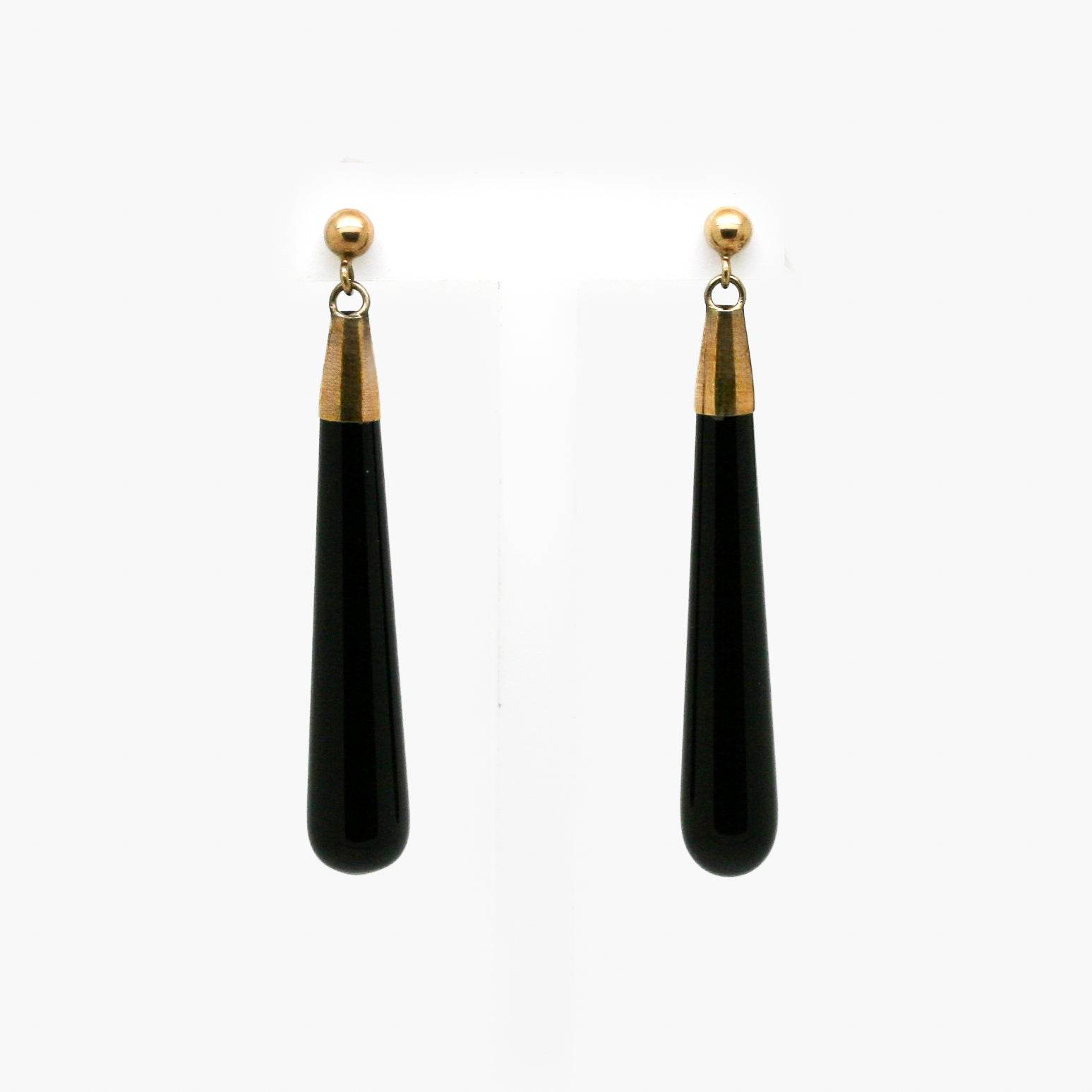 9ct Gold Onyx Drop Earrings